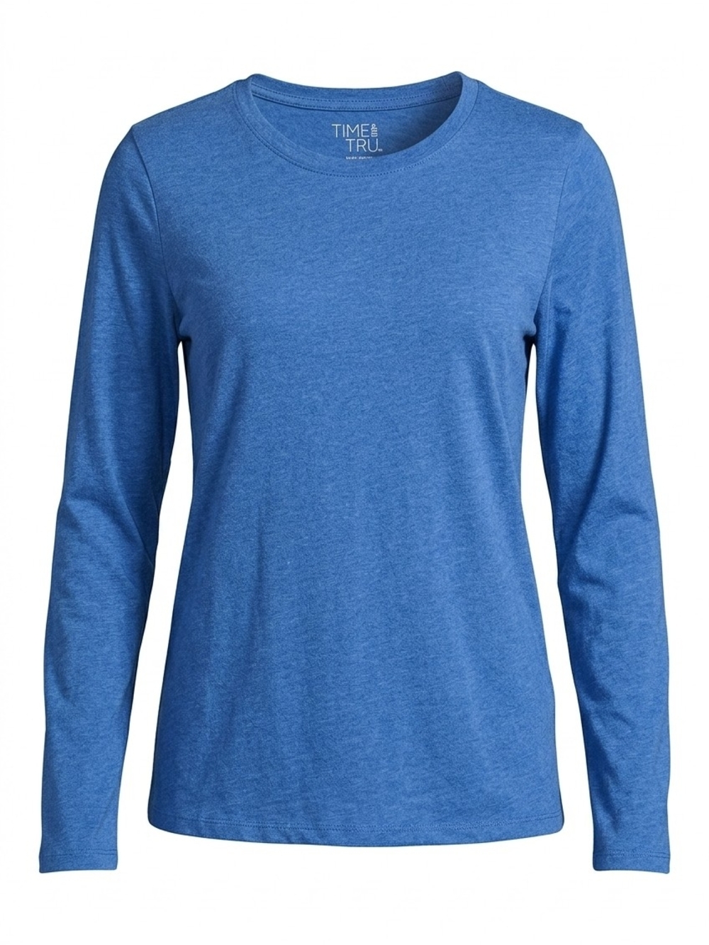 Time and Tru Women's Long-Sleeve Crewneck Tee - Blue